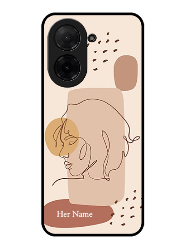 Custom Poco C71 Custom Glass Phone Case - Calm Woman Line Art Design