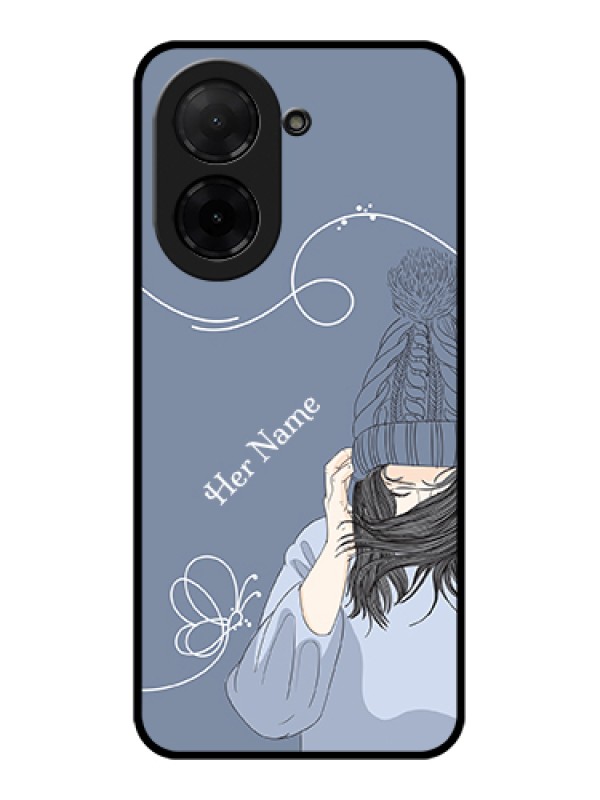 Custom Poco C71 Custom Glass Phone Case - Girl In Winter Outfit Design