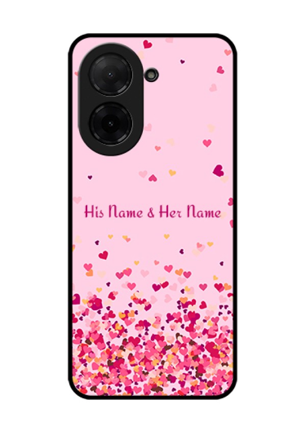Poco C71 Custom Glass Phone Case - Floating Hearts Design
