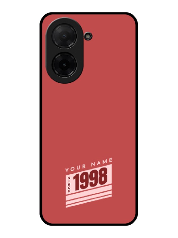 Custom Poco C71 Custom Glass Phone Case - Red Custom Year Of Birth Design