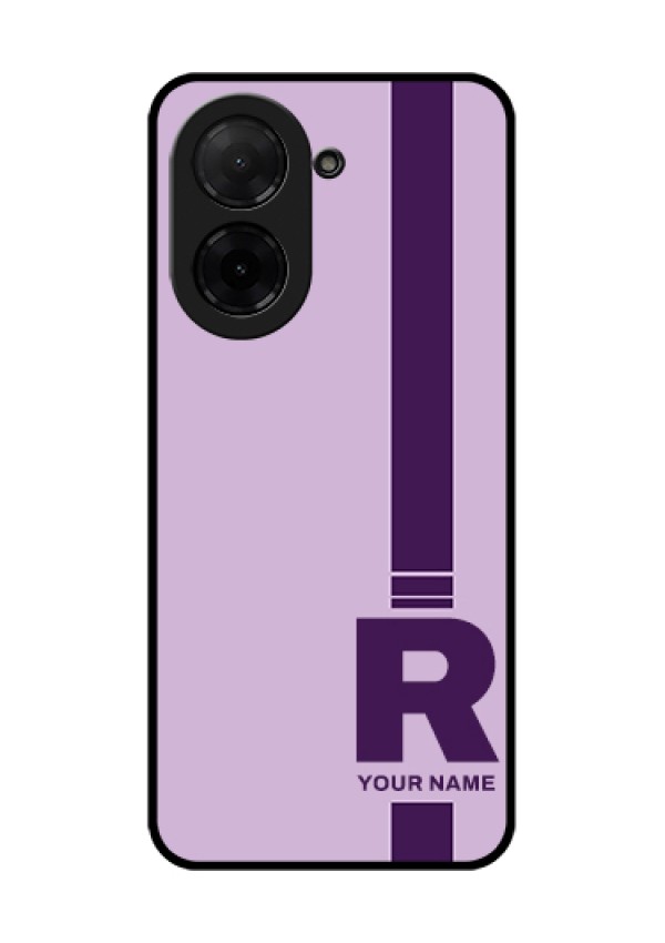 Poco C71 Custom Glass Phone Case - Simple Dual Tone Stripe With Name Design