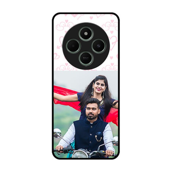 Poco C75 5G Custom Glass Phone CasePink Flying Heart Design