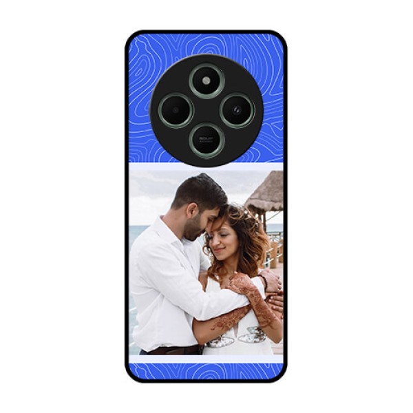 Poco C75 5G Custom Glass Phone CaseCurved Line Art With Blue And White Design Poco C75 5G Custom Glass Phone CaseCurved Line Art With Blue And White Design