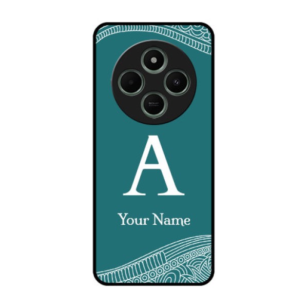 Poco C75 5G Custom Glass Phone CaseLine Art Pattern With Custom Name Design