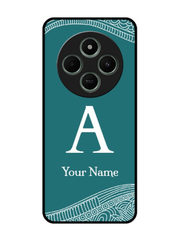 Custom Poco C75 5G Custom Glass Phone CaseLine Art Pattern With Custom Name Design
