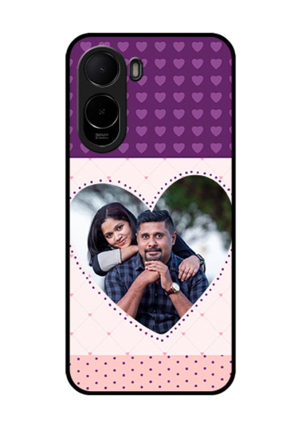 Poco C81 Custom Glass Phone Case - Violet Love Dots Design