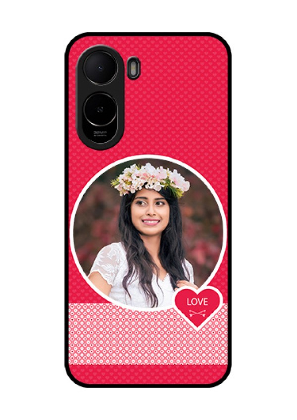 Poco C81 Custom Glass Phone Case - Pink Color Pattern Design