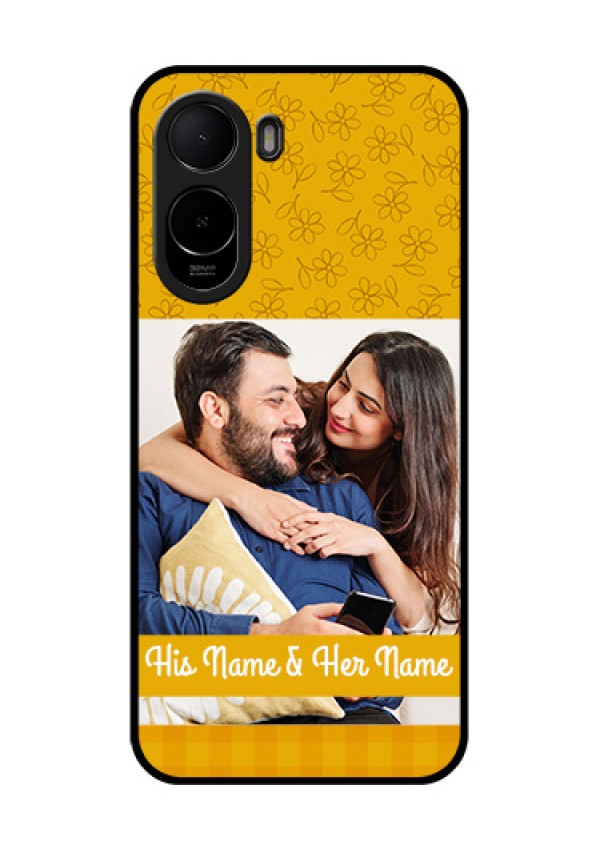 Poco C81 Custom Glass Phone Case - Yellow Floral Design