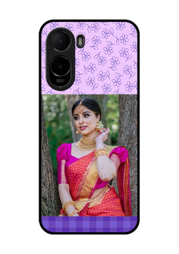 Poco C81 Custom Glass Phone Case - Purple Floral Design