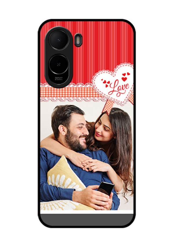 Poco C81 Custom Glass Phone Case - Red Love Pattern Design