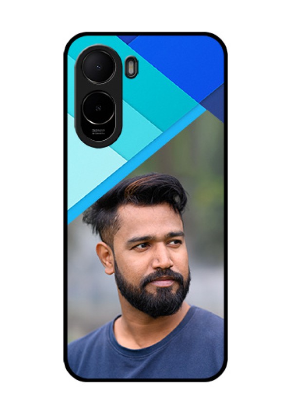 Poco C81 Custom Glass Phone Case - Blue Pattern Design