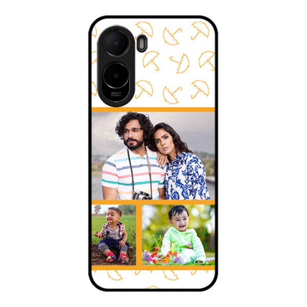 Poco C81 Custom Glass Phone Case - Yellow Pattern Design
