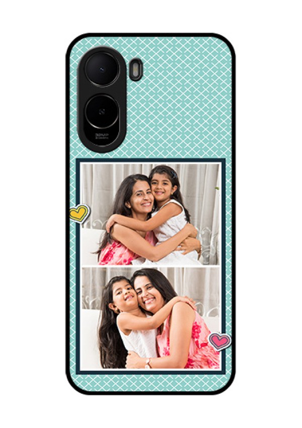 Poco C81 Custom Glass Phone Case - 2 Image Holder With Pattern Design