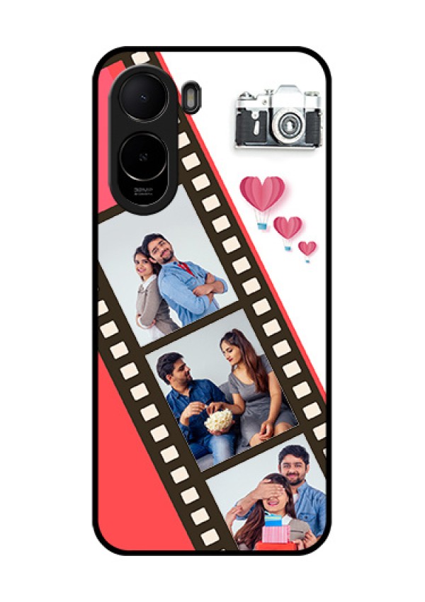 Poco C81 Custom Glass Phone Case - 3 Image Holder With Film Reel