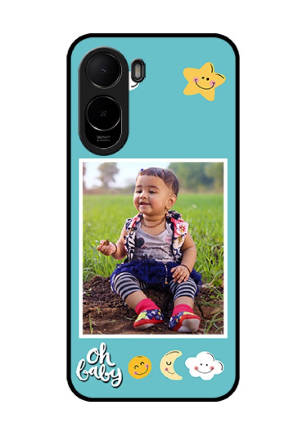 Poco C81 Custom Glass Phone Case - Smiley Kids Stars Design