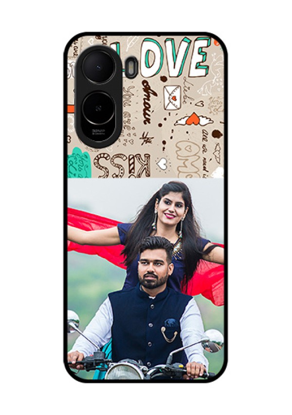 Poco C81 Custom Glass Phone Case - Love Doodle Pattern