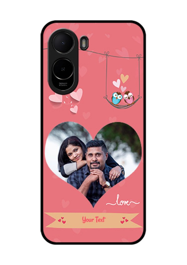 Poco C81 Custom Glass Phone Case - Peach Color Love Design