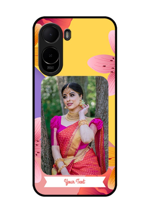Poco C81 Custom Glass Phone Case - 3 Image With Vintage Floral Design
