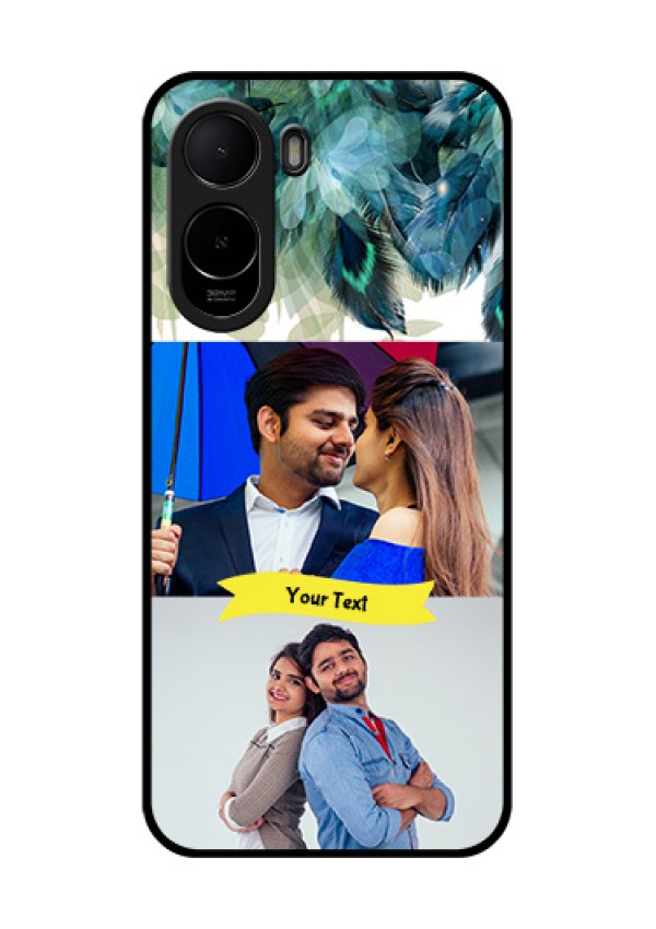 Poco C81 Custom Glass Phone Case - Image With Boho Peacock Feather Design