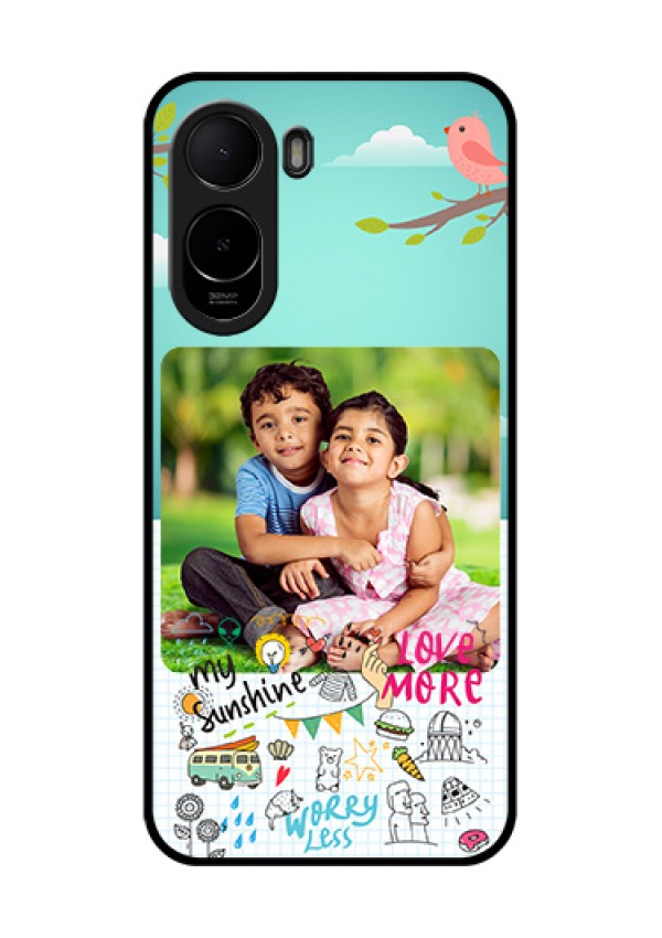 Poco C81 Custom Glass Phone Case - Doodle Love Design