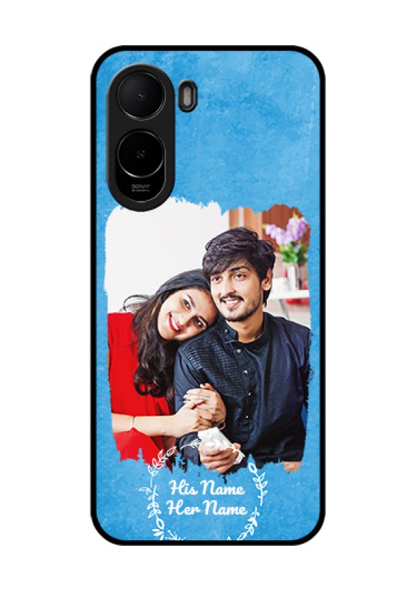Poco C81 Custom Glass Phone Case - Blue Color Vintage Design