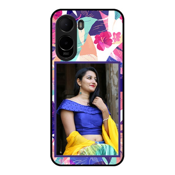 Poco C81 Custom Glass Phone Case - Abstract Floral Design