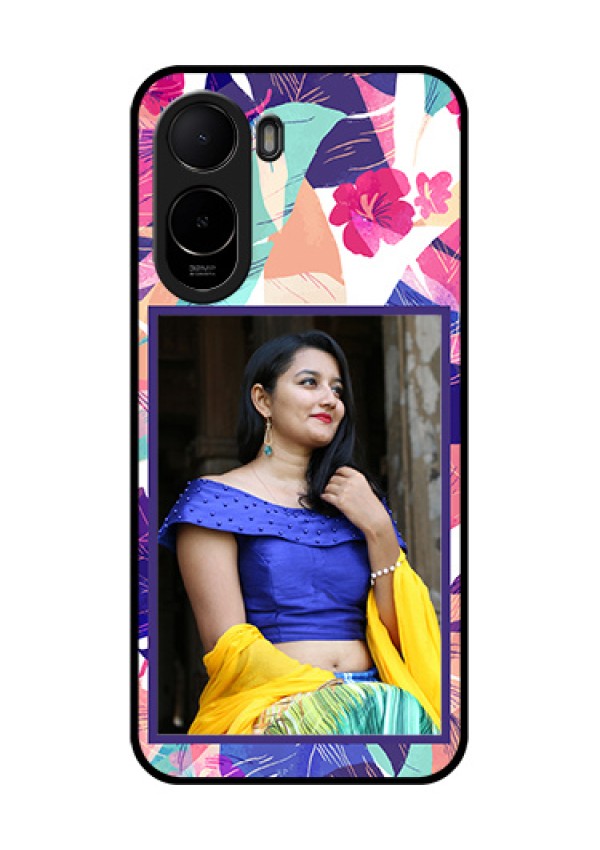 Poco C81 Custom Glass Phone Case - Abstract Floral Design