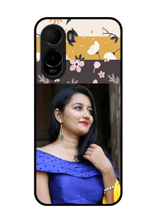 Poco C81 Custom Glass Phone Case - Stylish Floral Design