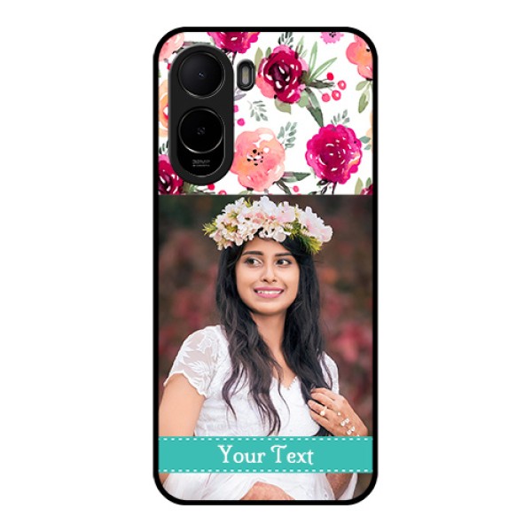 Poco C81 Custom Glass Phone Case - Water Colors Floral Design