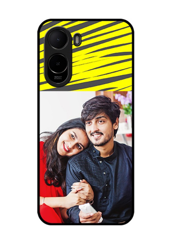 Poco C81 Custom Glass Phone Case - Yellow Abstract Design