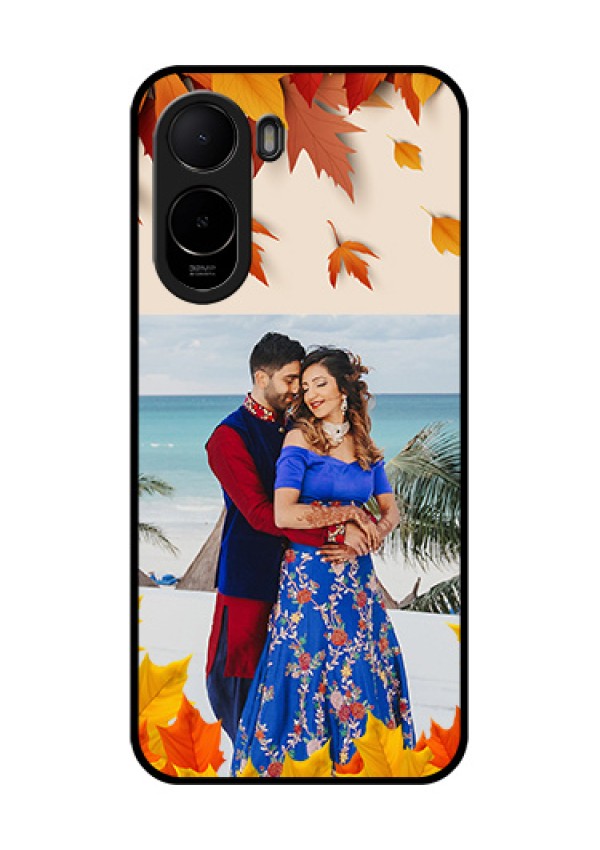 Poco C81 Custom Glass Phone Case - Autumn Maple Leaves Design