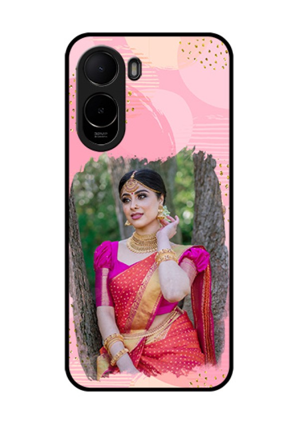 Poco C81 Custom Glass Phone Case - Gold Glitter Splash Design