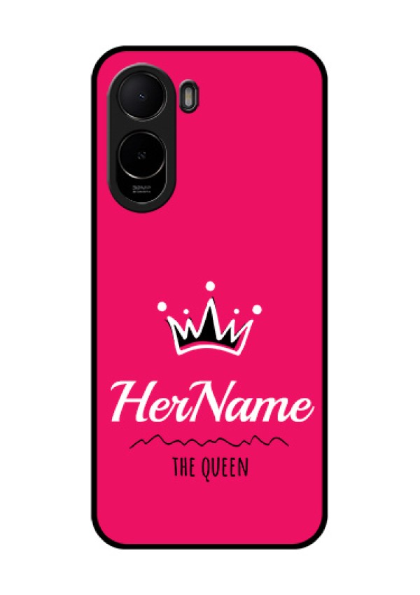 Poco C81 Custom Glass Phone Case - Queen With Name Design
