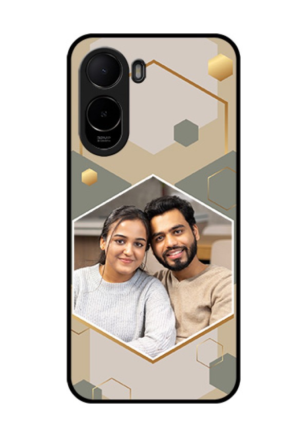 Poco C81 Custom Glass Phone Case - Stylish Hexagon Pattern Design
