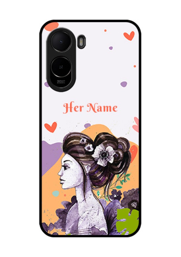 Poco C81 Custom Glass Phone Case - Woman And Nature Design