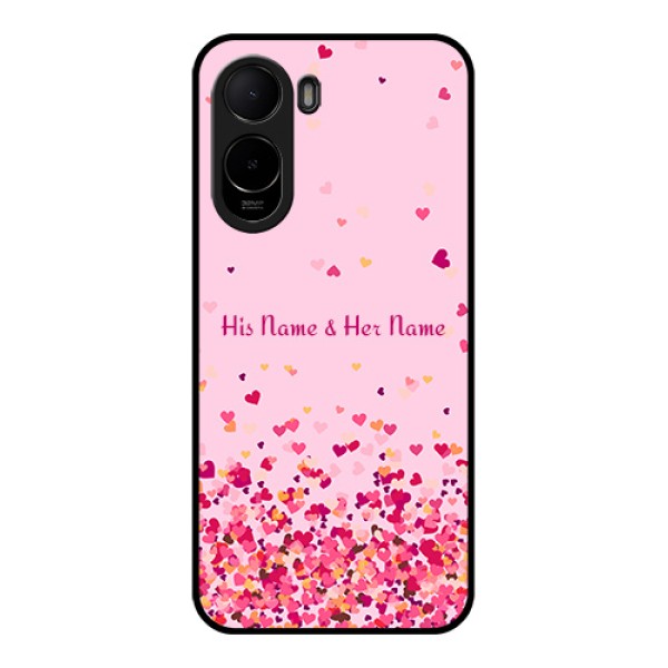 Poco C81 Custom Glass Phone Case - Floating Hearts Design