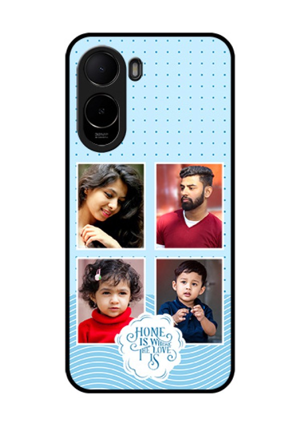 Poco C81 Custom Glass Phone Case - Cute Love Quote With 4 Pic Upload Design