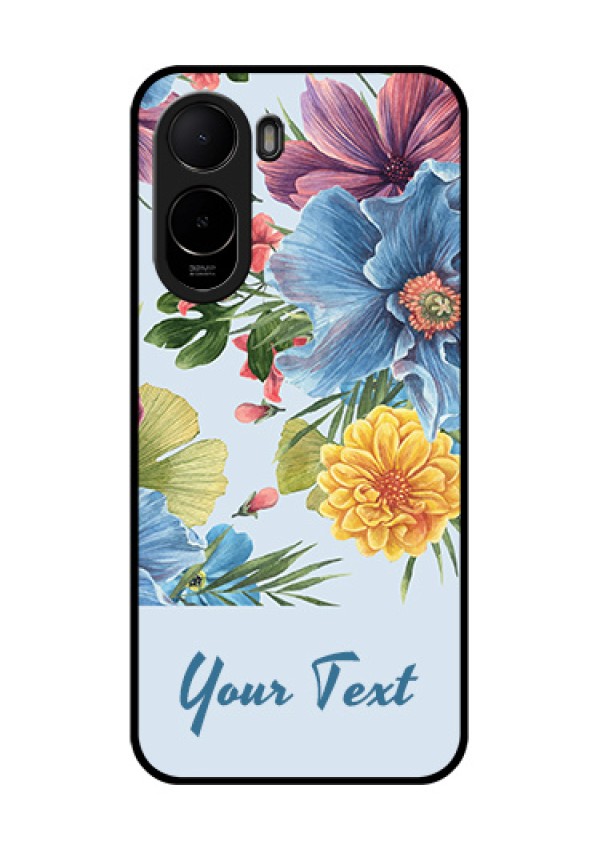 Poco C81 Custom Glass Phone Case - Stunning Watercolored Flowers Painting Design