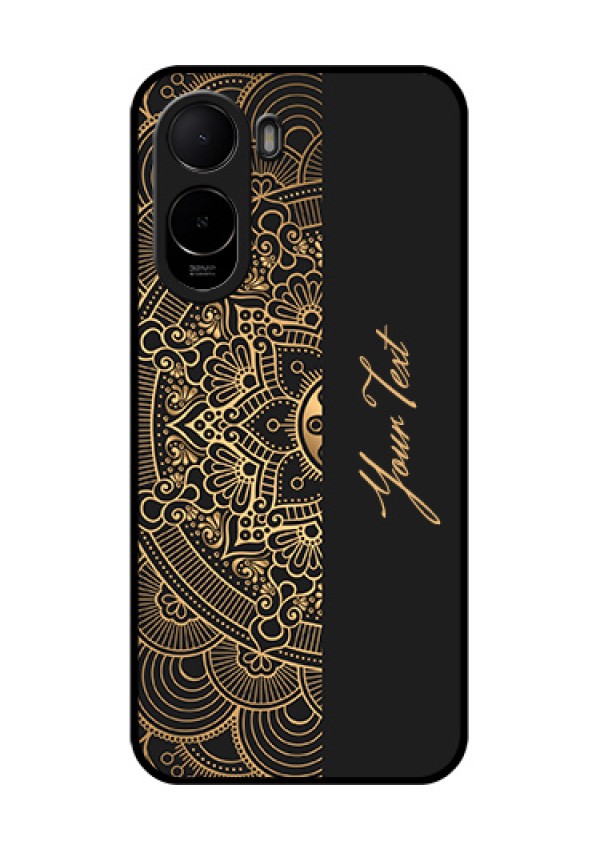 Poco C81 Custom Glass Phone Case - Mandala Art With Custom Text Design