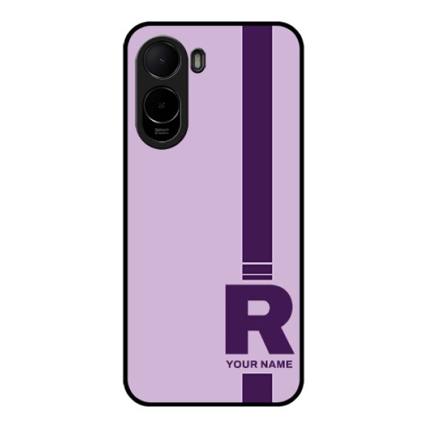Poco C81 Custom Glass Phone Case - Simple Dual Tone Stripe With Name Design
