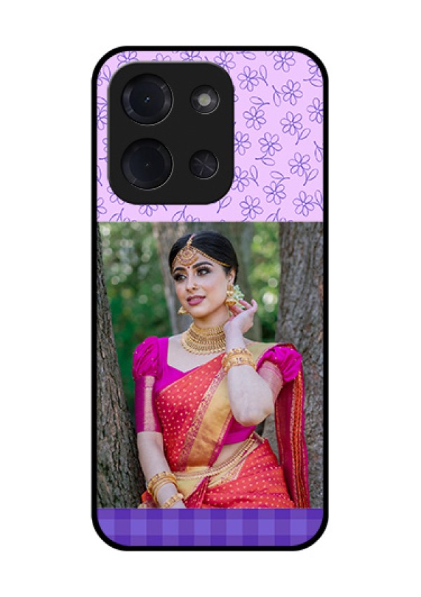 Poco C85 5G Custom Glass Phone Case - Purple Floral Design