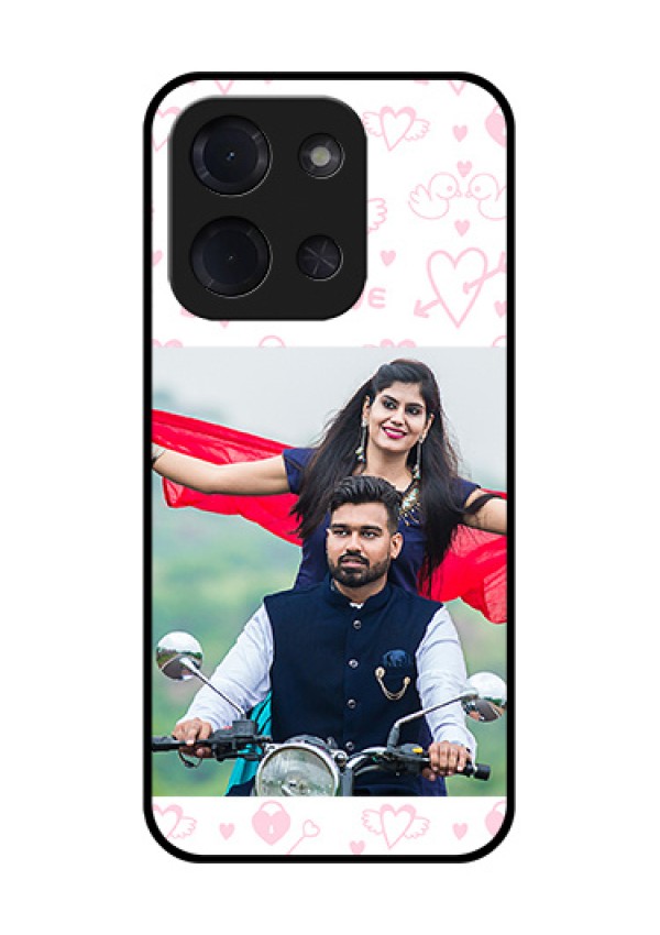 Poco C85 5G Custom Glass Phone Case - Pink Flying Heart Design