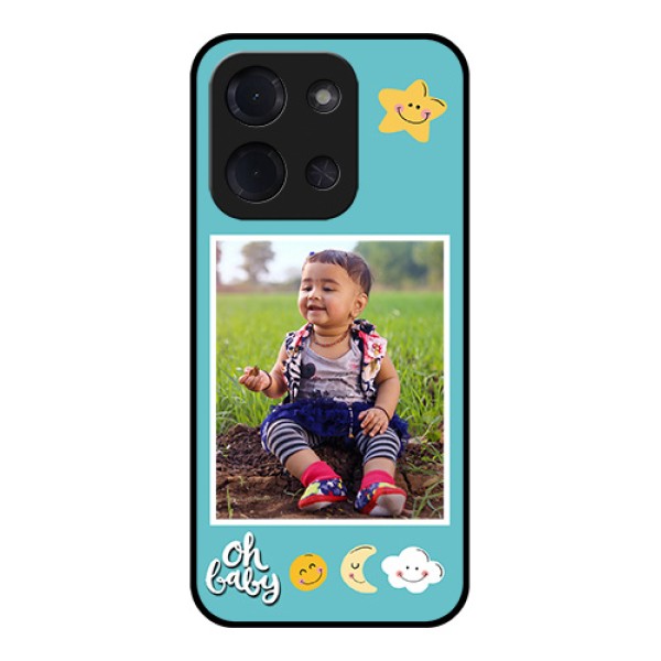 Poco C85 5G Custom Glass Phone Case - Smiley Kids Stars Design