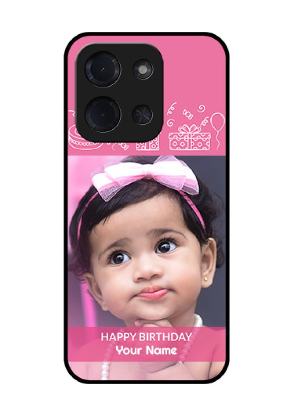 Poco C85 5G Custom Glass Phone Case - With Birthday Line Art Design