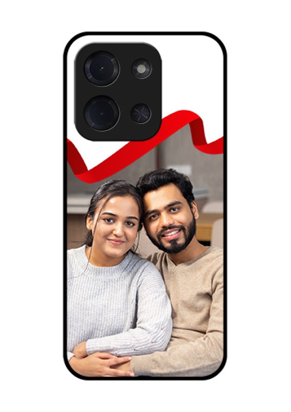 Poco C85 5G Custom Glass Phone Case - Red Ribbon Frame Design