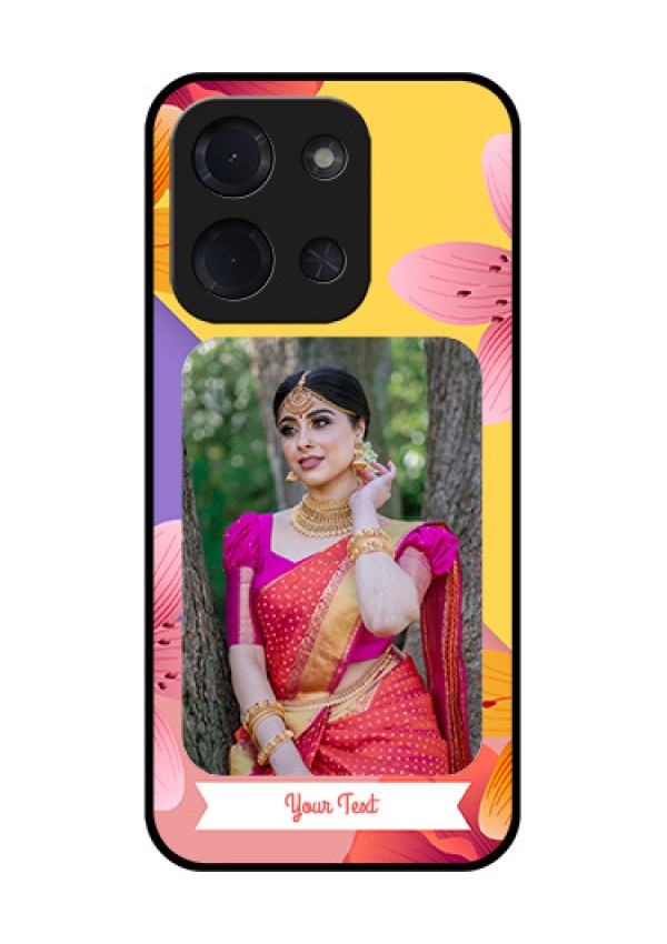 Poco C85 5G Custom Glass Phone Case - 3 Image With Vintage Floral Design