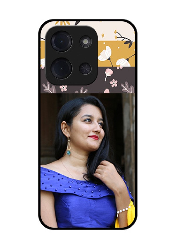 Poco C85 5G Custom Glass Phone Case - Stylish Floral Design
