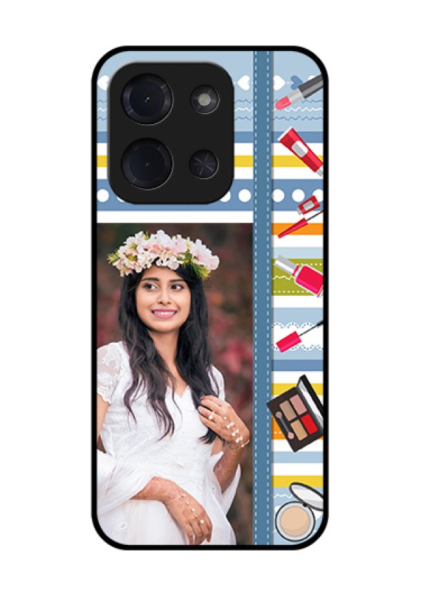 Poco C85 5G Custom Glass Phone Case - Makeup Icons Design