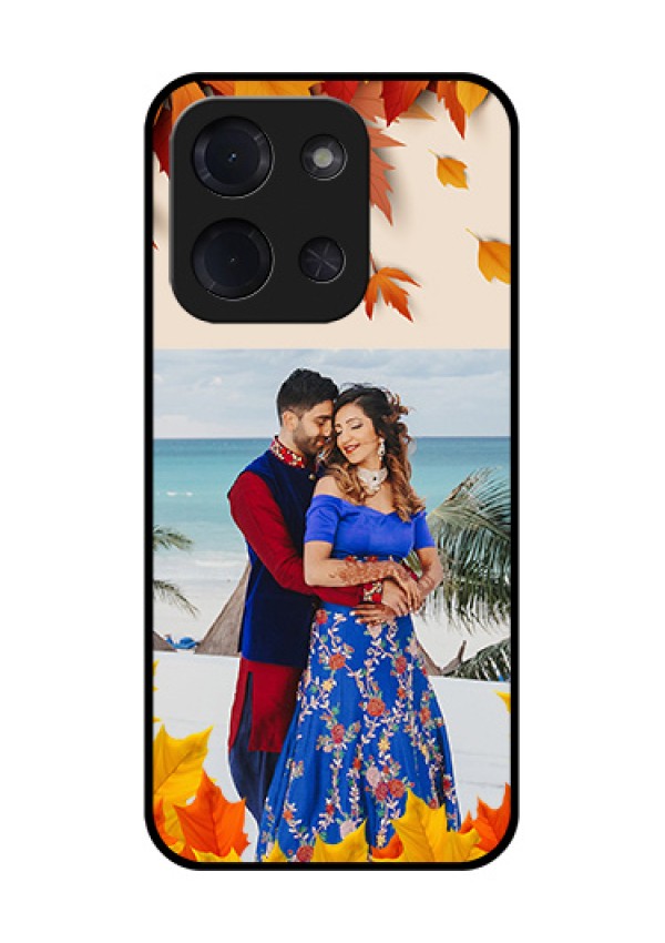 Poco C85 5G Custom Glass Phone Case - Autumn Maple Leaves Design