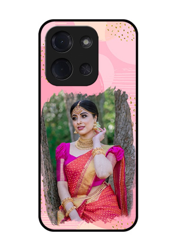 Poco C85 5G Custom Glass Phone Case - Gold Glitter Splash Design